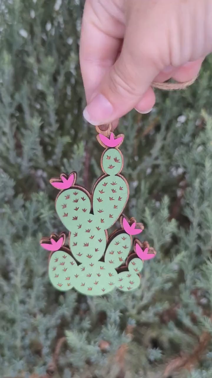 Cactus Christmas Ornament, Prickly Pear desert succulent