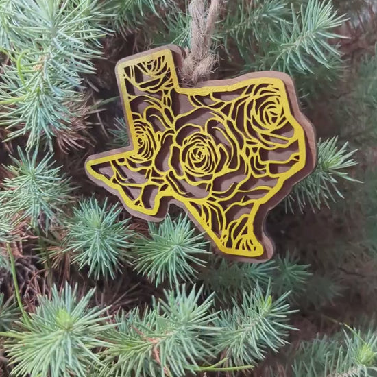 Texas Yellow Rose Christmas Ornament