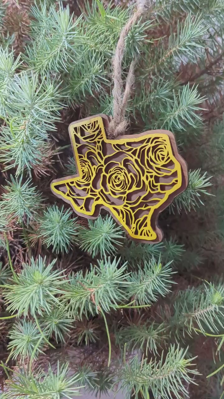 Texas Yellow Rose Christmas Ornament