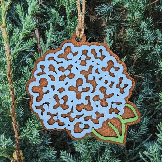 Blue Hydrangea Christmas ornament